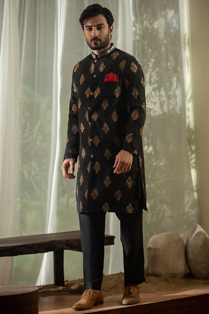 Lux Black Sherwani