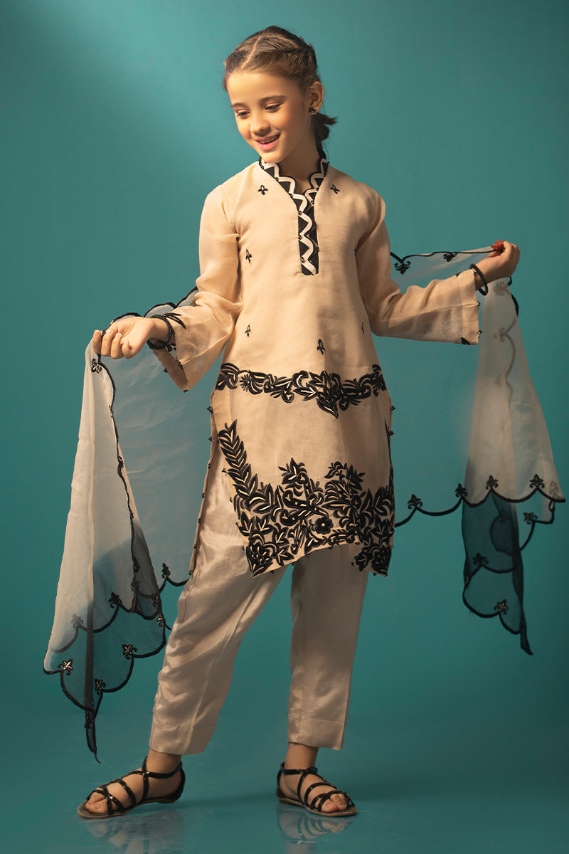 Beige Black applique kids