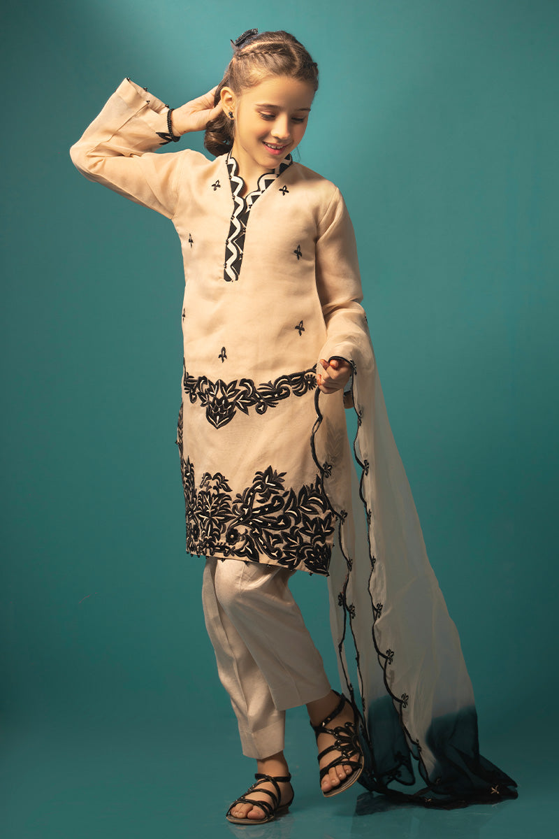Beige Black applique kids