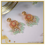 Green Floral dome Earrings