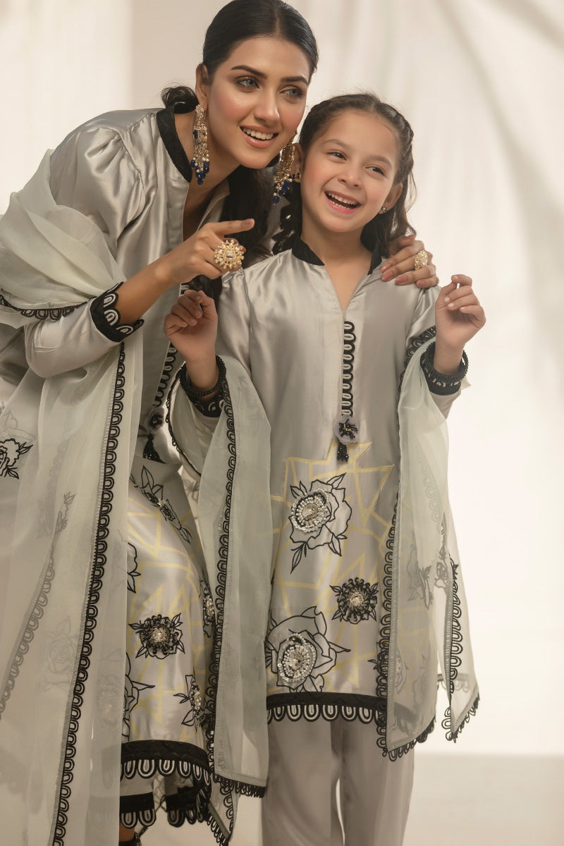 Shine Grey Mother Daughter Combo