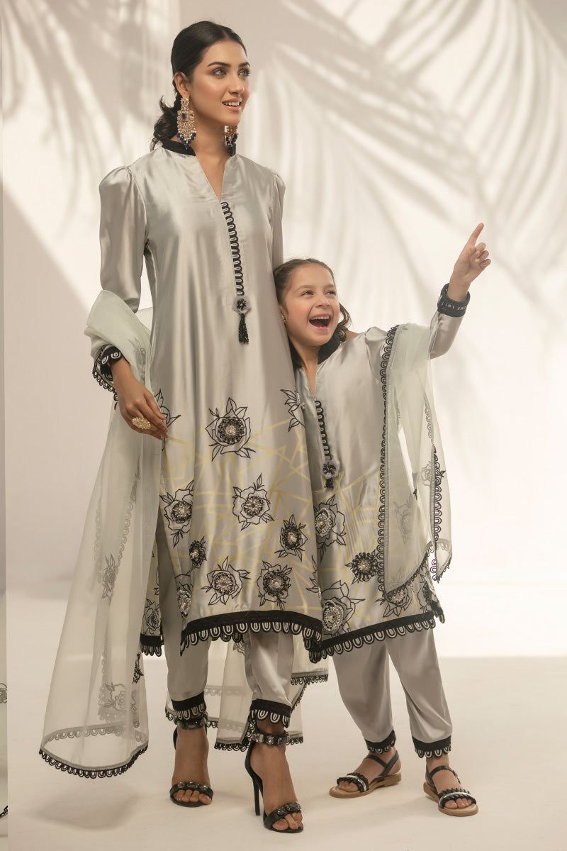 Shine Grey Mother Daughter Combo