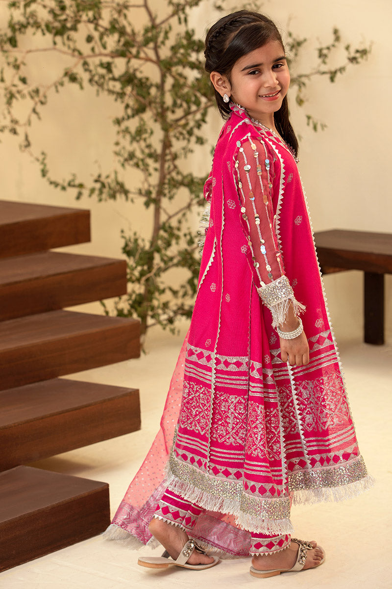 Lux Fuscia Kalidar angrakha kids