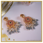 Grey Floral dome Earrings