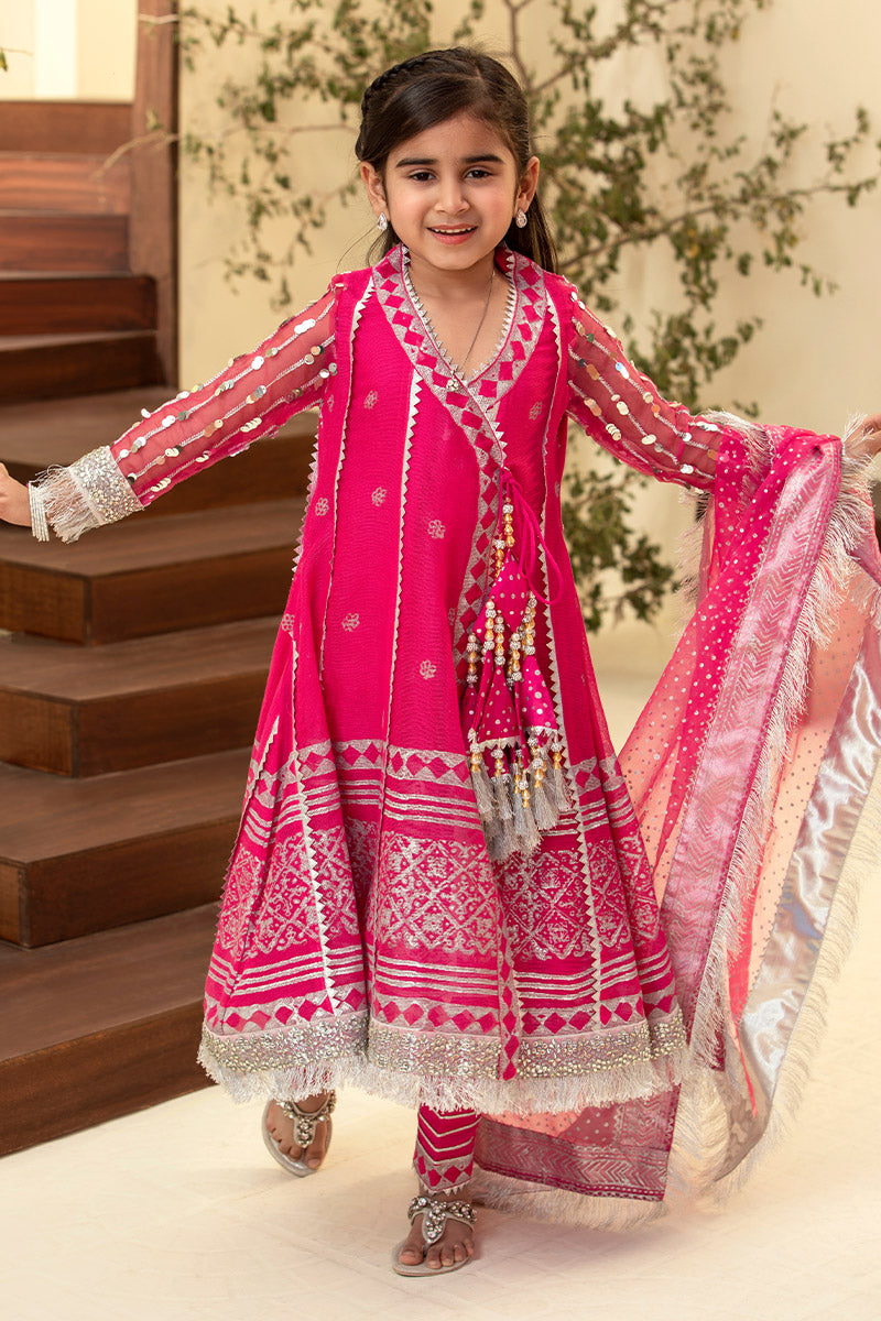 Lux Fuscia Kalidar angrakha kids