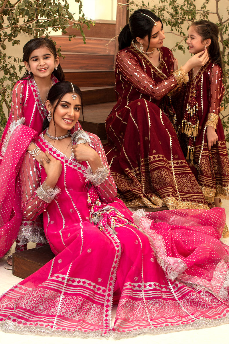Lux Fuscia Kalidar Angrakha Combo