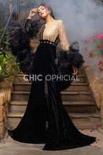 Black Frill Shrug Maxi