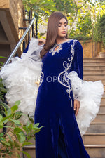 Blue Frill Shrug Maxi