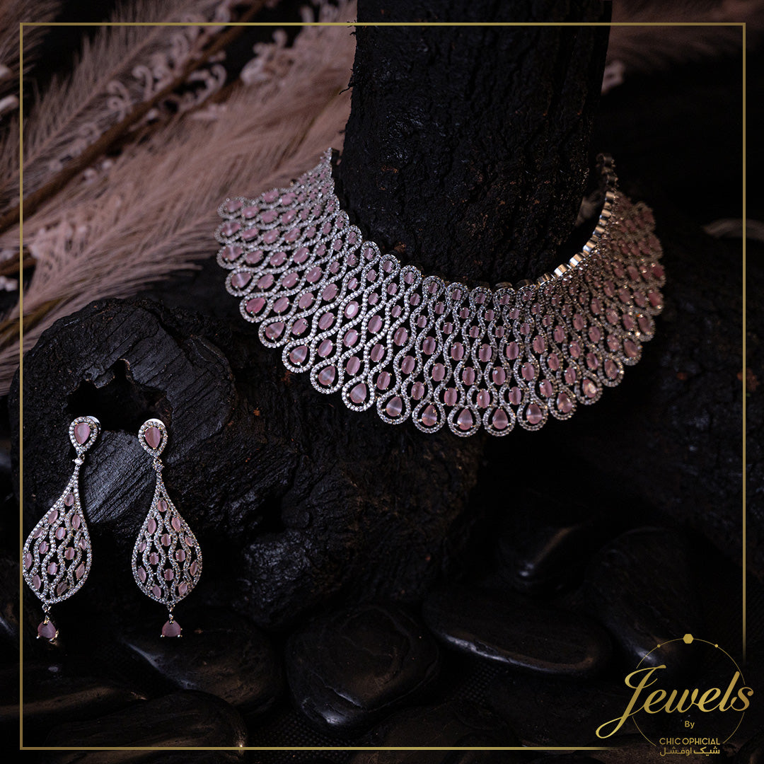 Pigeon Pink AD zircon choker set