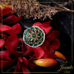 Emerald White Kundan Ring