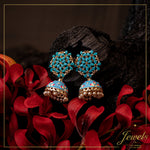 Blue Floral Kundan Jhumki