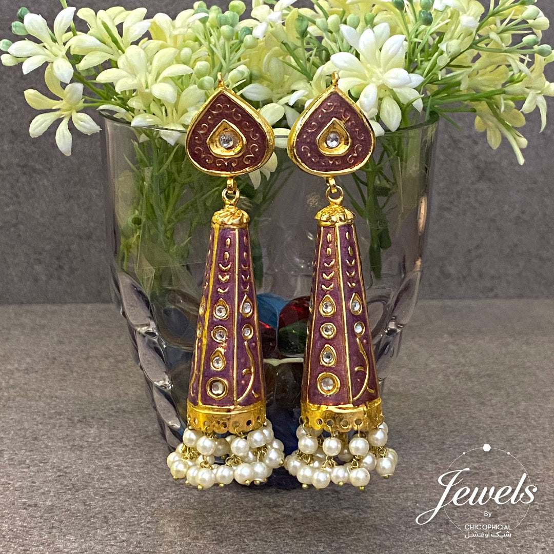 Mauve Thappa Cylindrical Jhumki