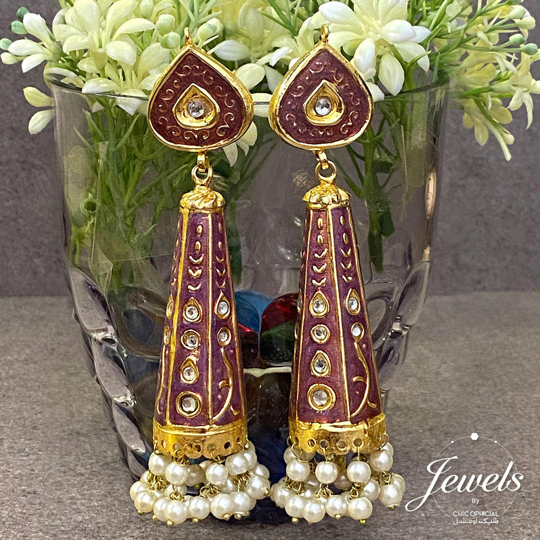Mauve Thappa Cylindrical Jhumki