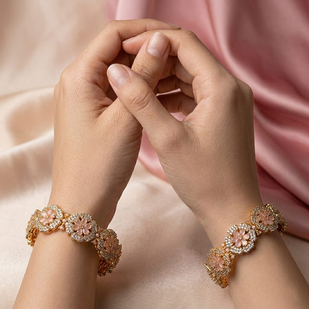 Dusty pink Floral Bangles