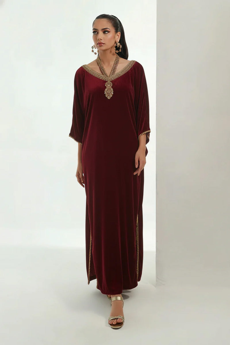 Maroon Velvet Kaftan