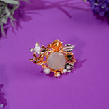 White Stone Floral Ring