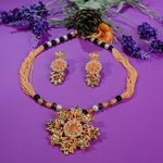 Black Gold Floral Crush Pearl Mala set