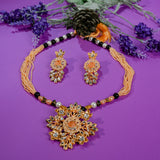 Black Gold Floral Crush Pearl Mala set