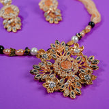 Black Gold Floral Crush Pearl Mala set