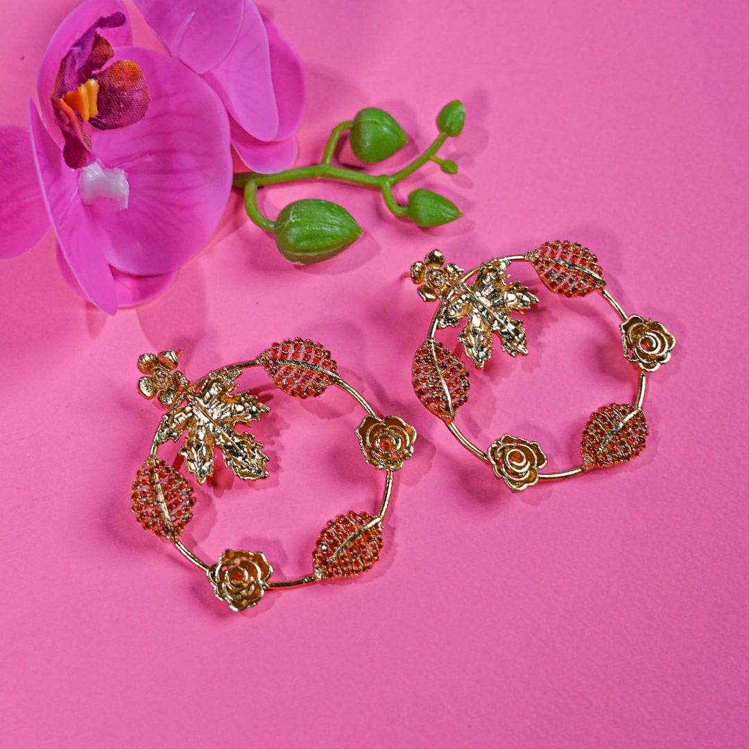 Swaroski Floral Leaf Earrings