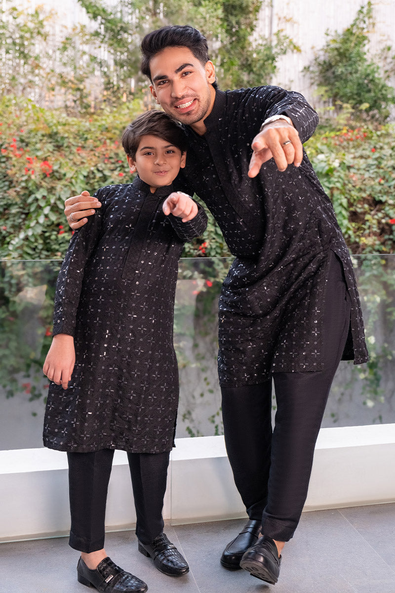 Embroidered Black Kurta combo