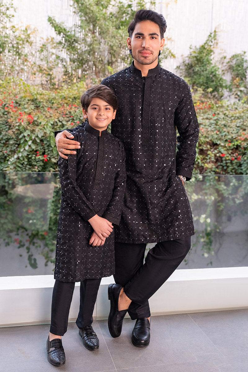 Embroidered Black Kurta combo