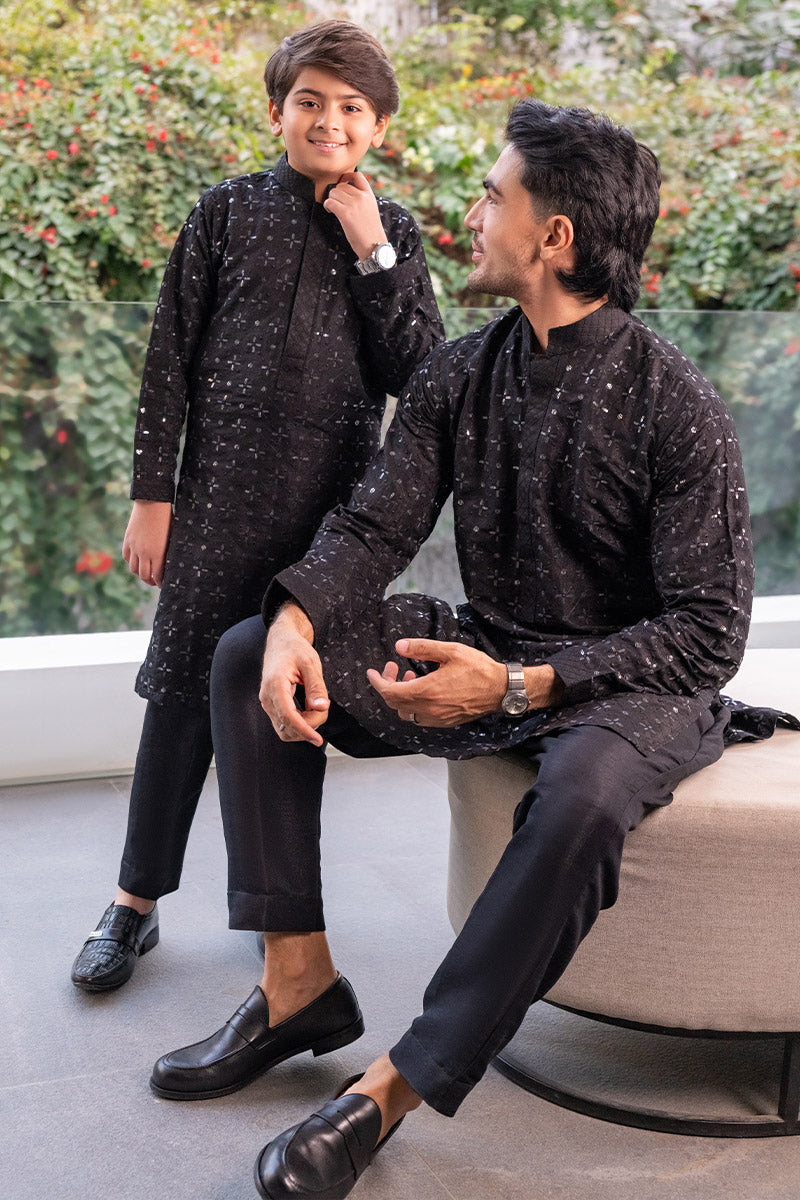 Embroidered Black Kurta combo