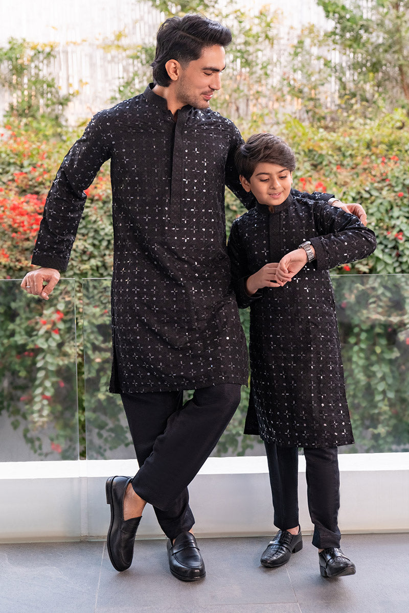 Embroidered Black Kurta combo