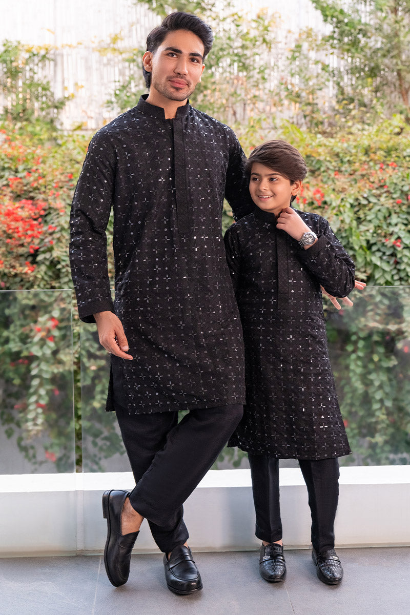 Embroidered Black Kurta combo