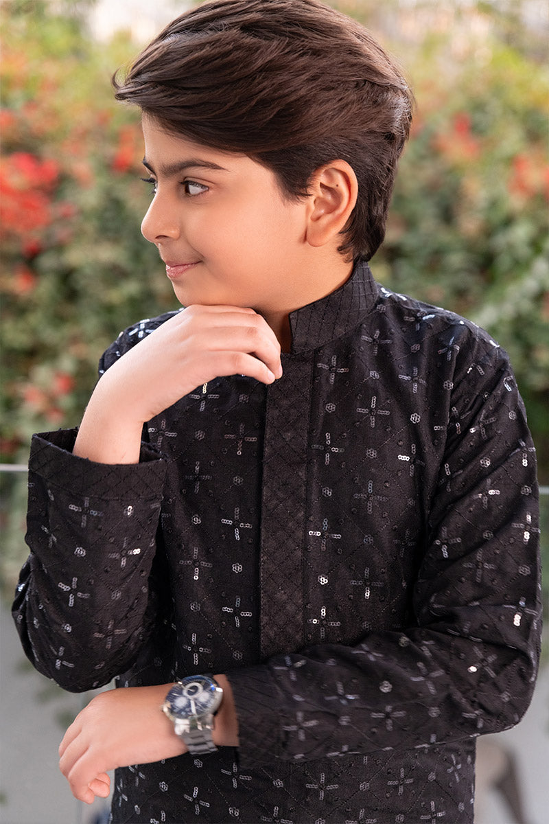 Embroidered Black Kurta kids