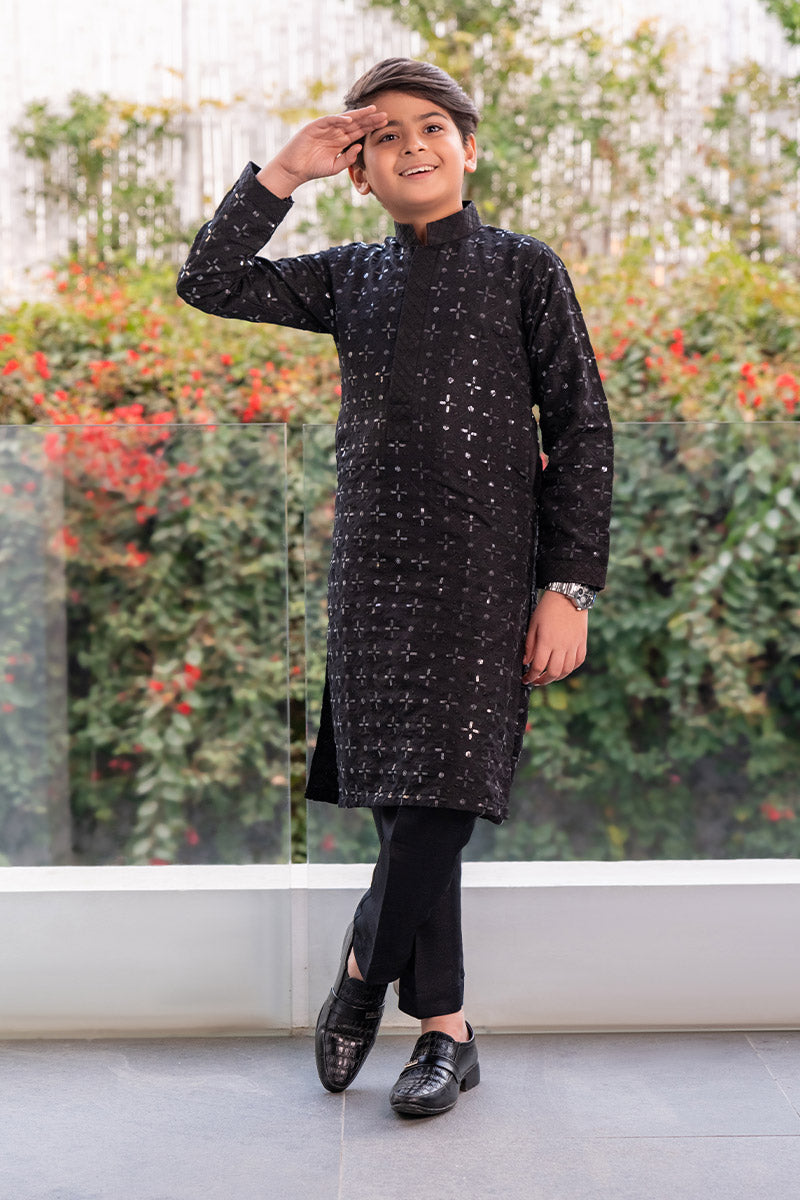 Embroidered Black Kurta kids