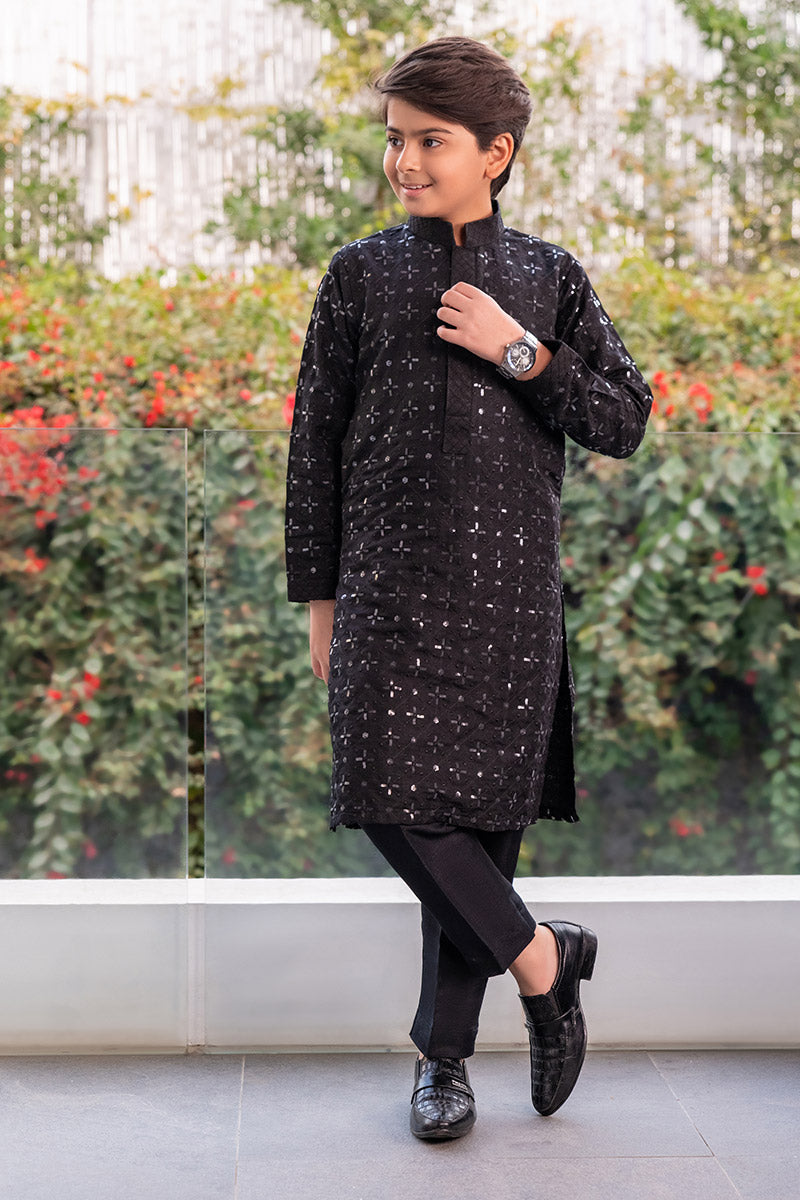 Embroidered Black Kurta kids