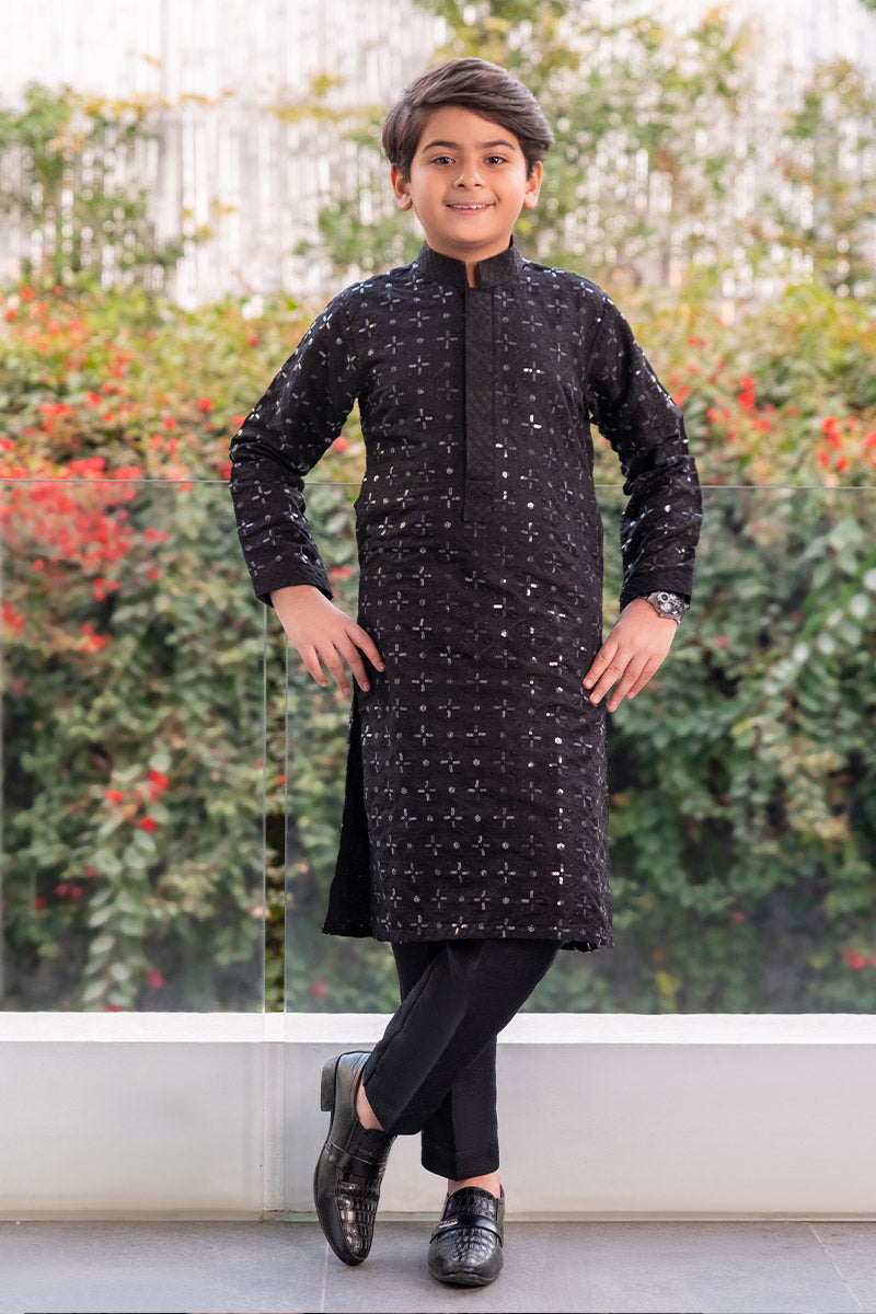 Embroidered Black Kurta kids