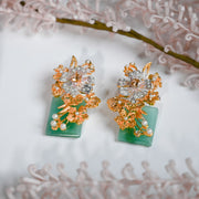 Sea Green 3D Floral Earrings