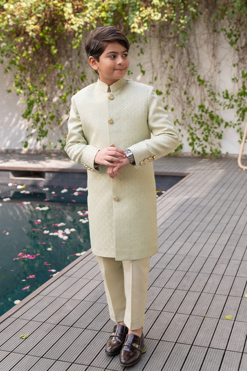 Lime Gold Sherwani kids