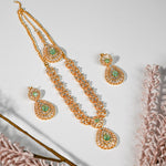 Sea green Gold Stone Mala set