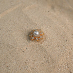Pearl Sphere Gold Ring