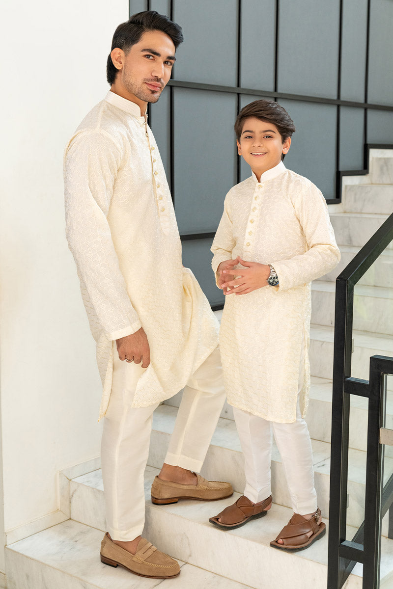 Ivory Embroidered kurta combo