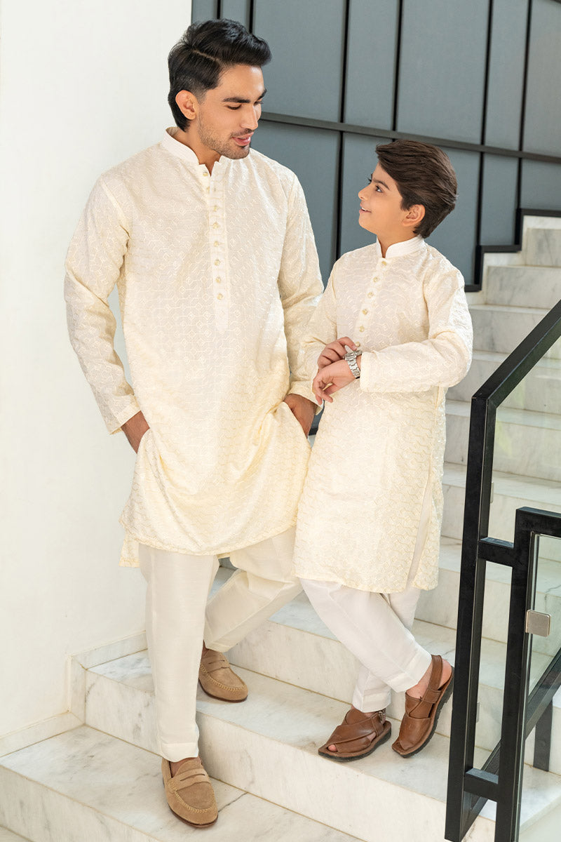 Ivory Embroidered kurta combo