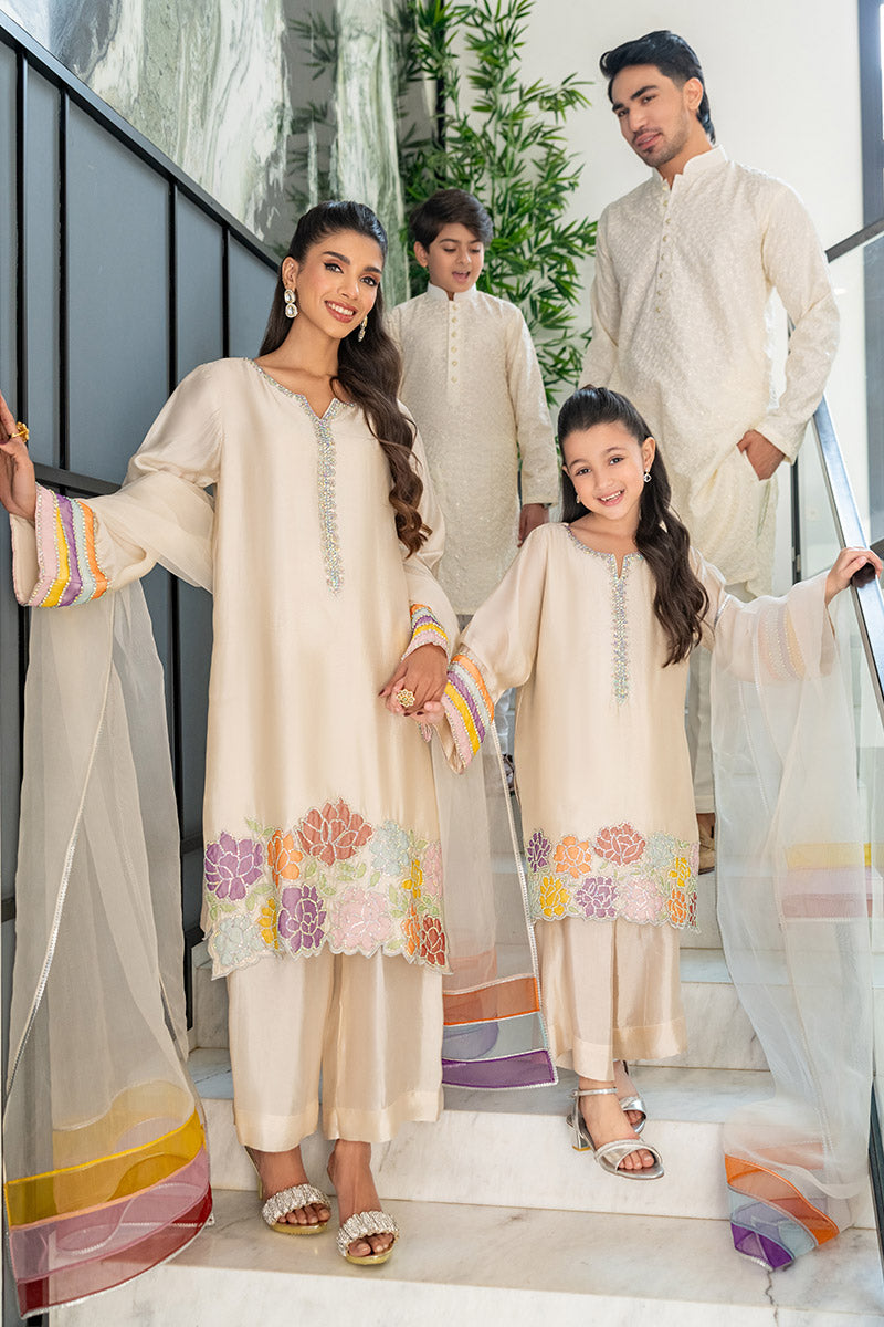 Ivory Embroidered kurta combo