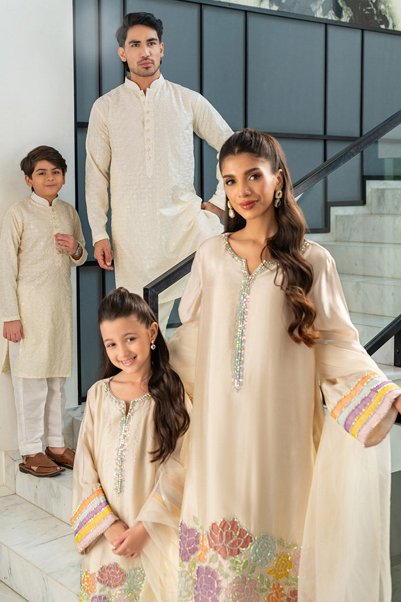 Ivory Embroidered kurta combo