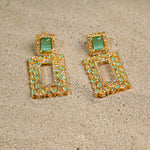 Sea Green Square Earrings