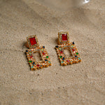 Maroon Square Earrings