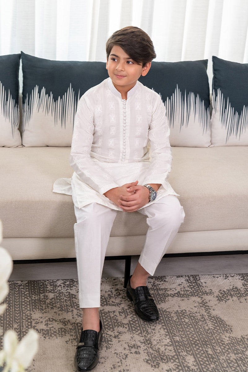 White Embroidered kurta kids