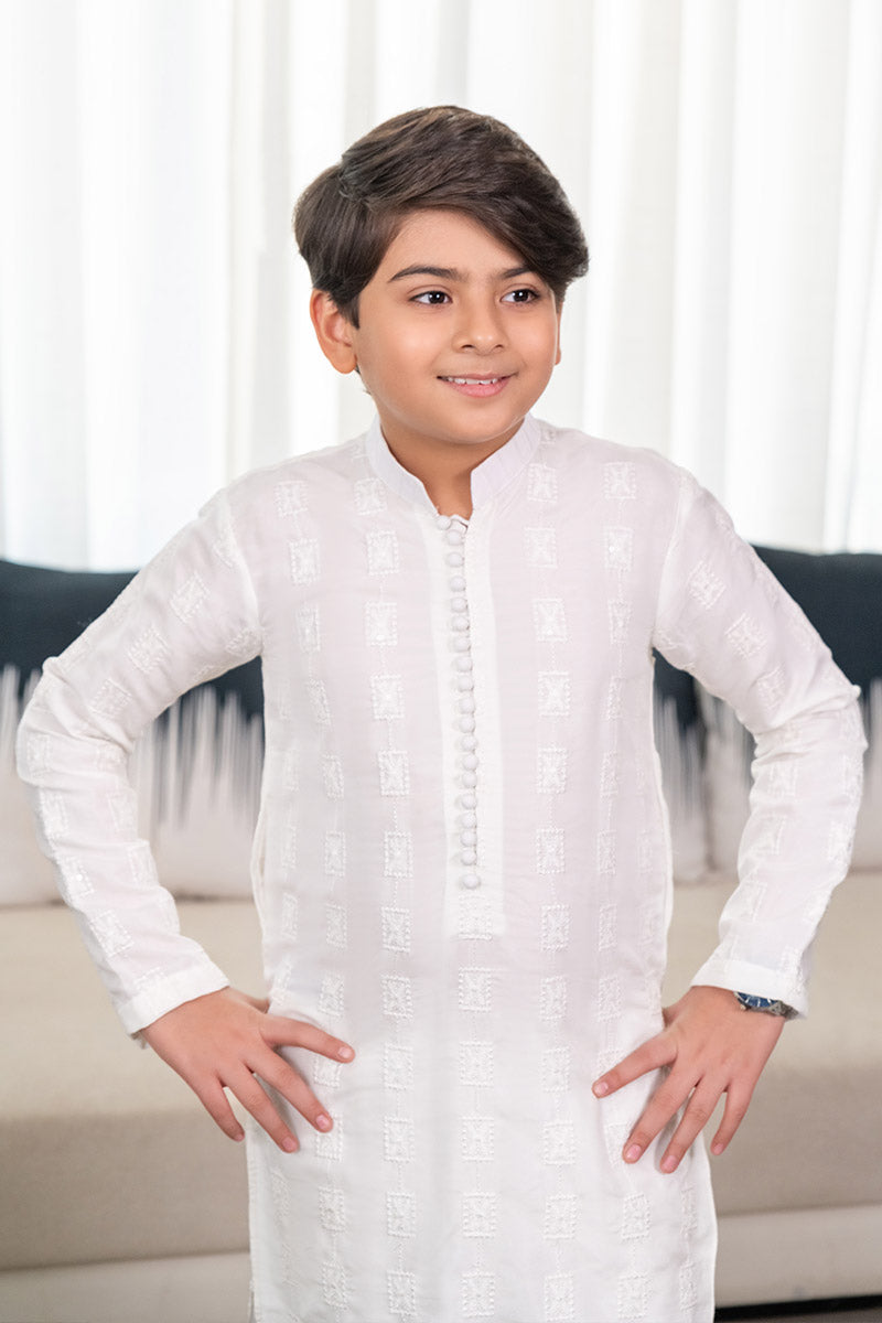 White Embroidered kurta kids