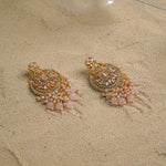 Tea pink Gold Chandelier Earrings