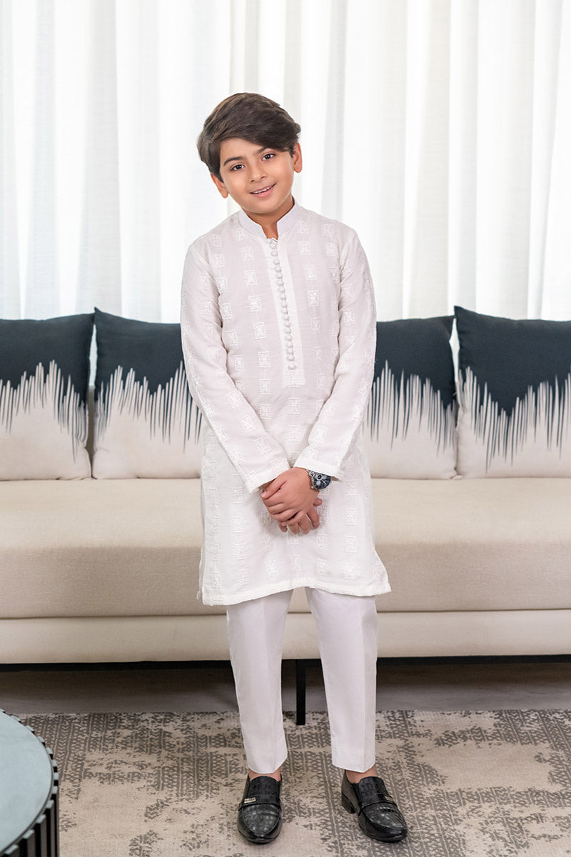 White Embroidered kurta kids