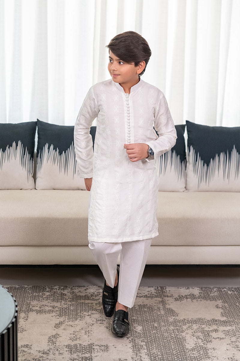 White Embroidered kurta kids