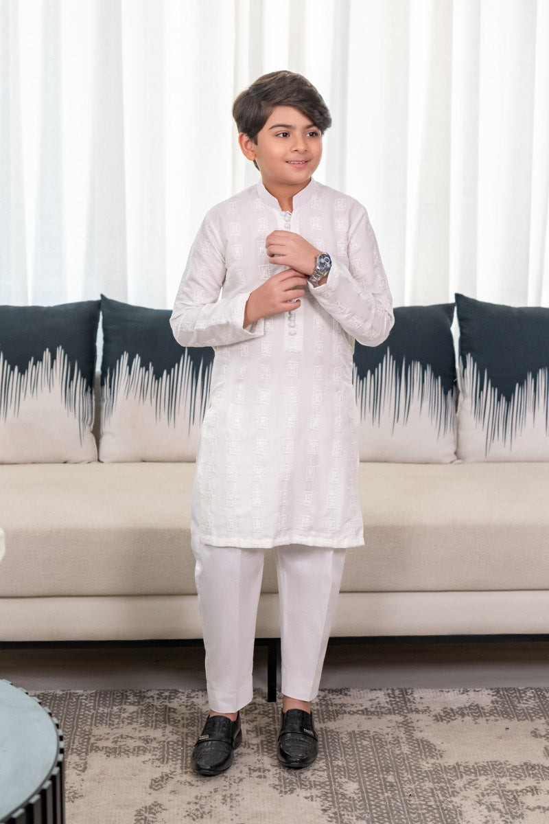 White Embroidered kurta kids