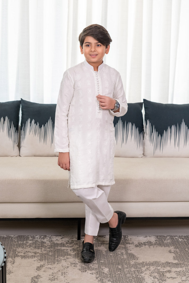 White Embroidered kurta kids